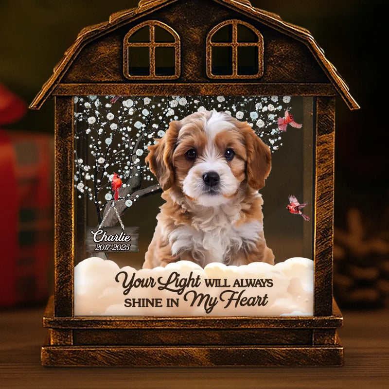 Custom Photo Cardinal LED House Lantern Light - Personalized Pet Christmas Memorial Sympathy Gifts For Dogs, Cats - Gentle Companions Forever In Memory