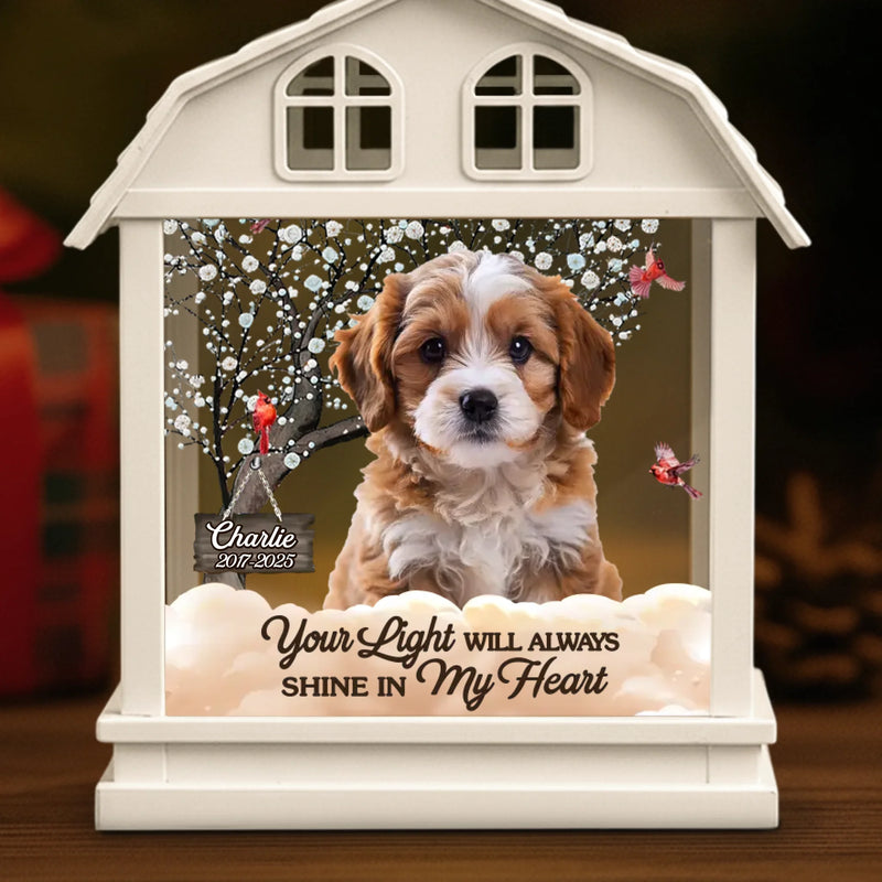 Custom Photo Cardinal LED House Lantern Light - Personalized Pet Christmas Memorial Sympathy Gifts For Dogs, Cats - Gentle Companions Forever In Memory