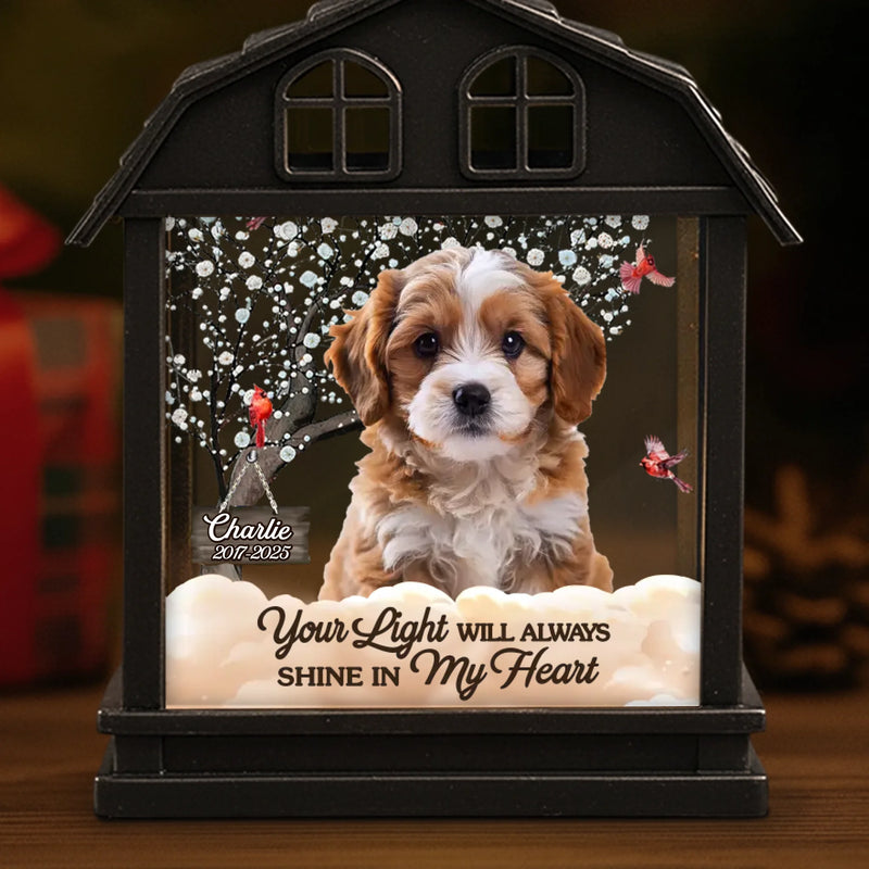 Custom Photo Cardinal LED House Lantern Light - Personalized Pet Christmas Memorial Sympathy Gifts For Dogs, Cats - Gentle Companions Forever In Memory