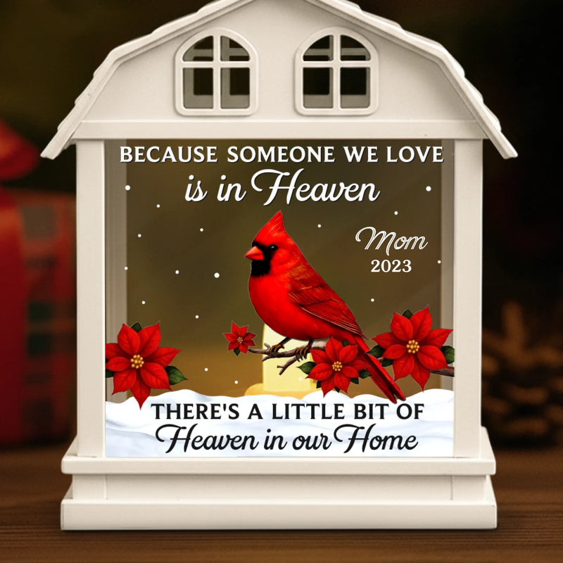 Custom Cardinal LED House Lantern Light - Personalized Christmas Memorial Sympathy Gifts For Loss Of Mom, Dad - A Beautiful Life Forever Remembered