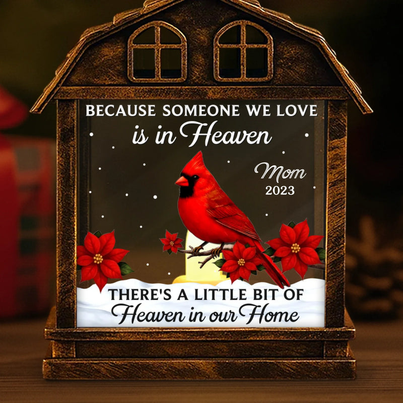 Custom Cardinal LED House Lantern Light - Personalized Christmas Memorial Sympathy Gifts For Loss Of Mom, Dad - A Beautiful Life Forever Remembered