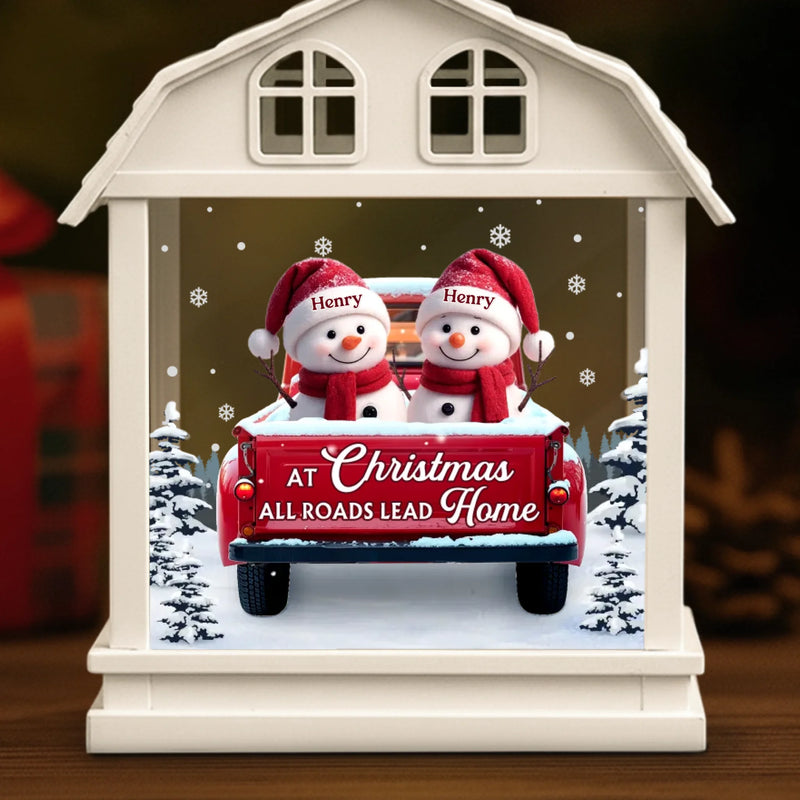 Custom Snowman LED Tabletop Lantern Light - Personalized Christmas Birthday Gifts For Mom, Dad, Brother, Sister, Kids - Love Makes Us Strong Together