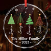 Custom Circle Glass Ornament - Personalized Christmas Birthday Gifts For Mom, Dad, Brother, Sister, Kids - Joy Around Our Tree
