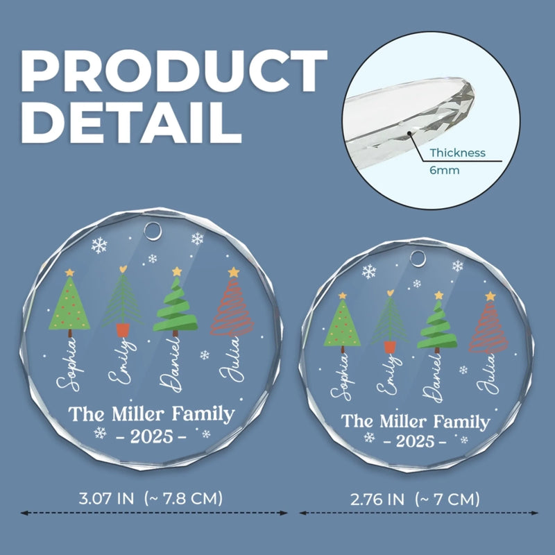 Custom Circle Glass Ornament - Personalized Christmas Birthday Gifts For Mom, Dad, Brother, Sister, Kids - Joy Around Our Tree