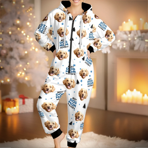 Custom Photo Adult Onesie - Personalized Christmas Birthday Gifts For Dog Cat Lovers, Dog Dad And Mom, Cat Owners - Best Dog Mom Vibes Only