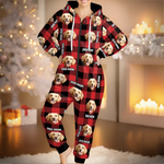 Custom Photo Adult Onesie - Personalized Christmas Birthday Gifts For Dog Cat Lovers, Dog Dad And Mom, Cat Owners - Snuggle Season With Paws