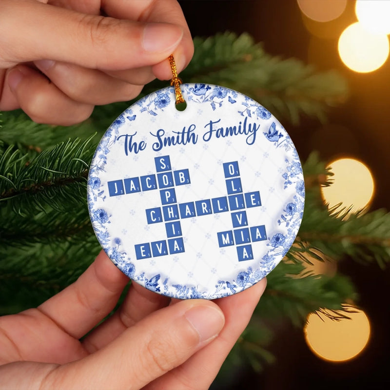 Custom Scrabble Ceramic Ornament - Personalized Christmas Birthday Gifts For Mom, Dad, Brother, Sister, Kids - Together Home Is Where Hearts Unite