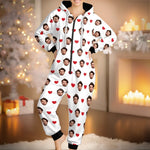 Funny Christmas Face and Heart Print Gifts - Adult Onesie