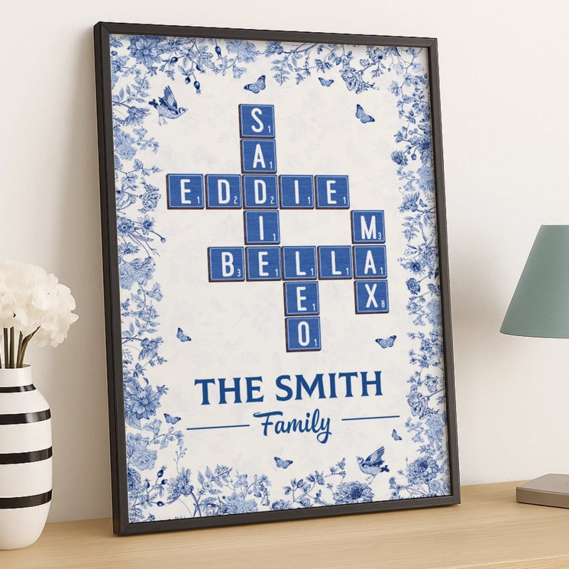 Custom Scrabble Vertical Poster - Personalized Birthday Gifts For Mom, Dad, Brother, Sister, Kids - Joy Grows When We Are One