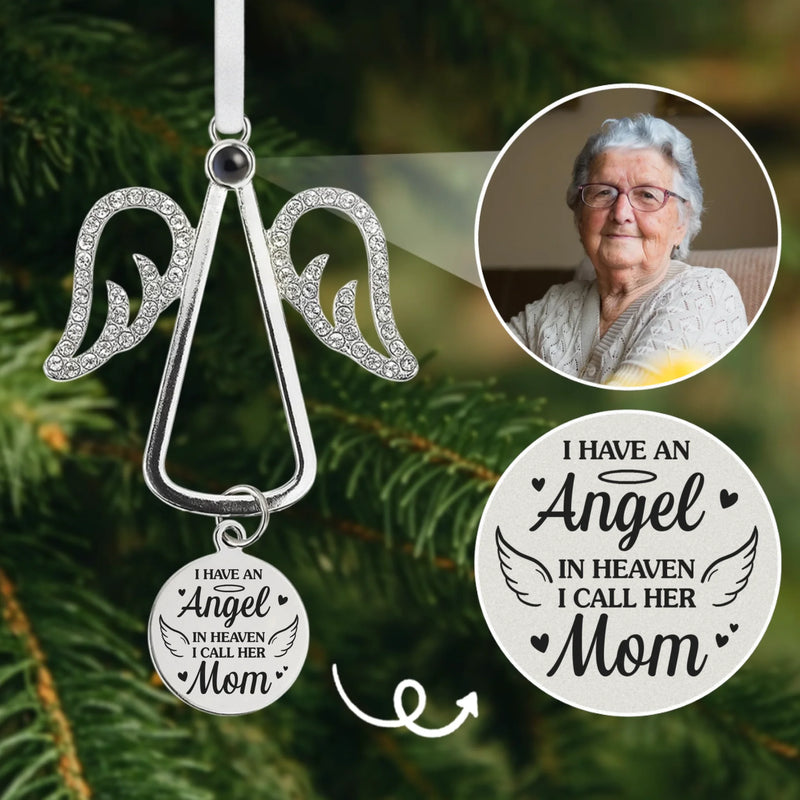 Custom Photo Projection Ornament With Charm - Personalized Christmas Memorial Sympathy Gifts For Loss Of Mom, Dad - Love Endures Beyond The Years
