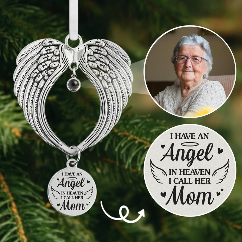 Custom Photo Projection Ornament With Charm - Personalized Christmas Memorial Sympathy Gifts For Loss Of Mom, Dad - Love Endures Beyond The Years