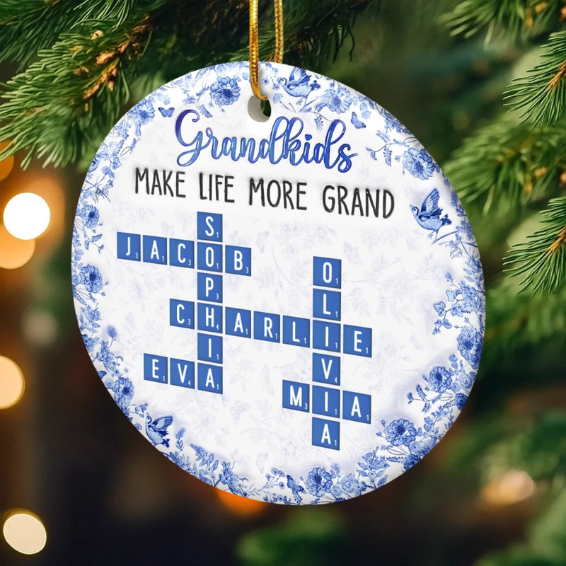 Custom Scrabble Ceramic Ornament - Personalized Birthday Gifts For Grandpa, Grandma - Love Lives Where We Belong