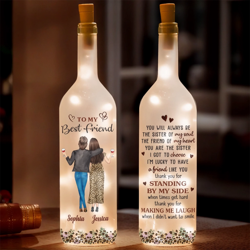Custom Bottle Lamp - Personalized Best Friend Birthday Gifts For Women, Besties, Sisters, BFF - Lighting The Way Together