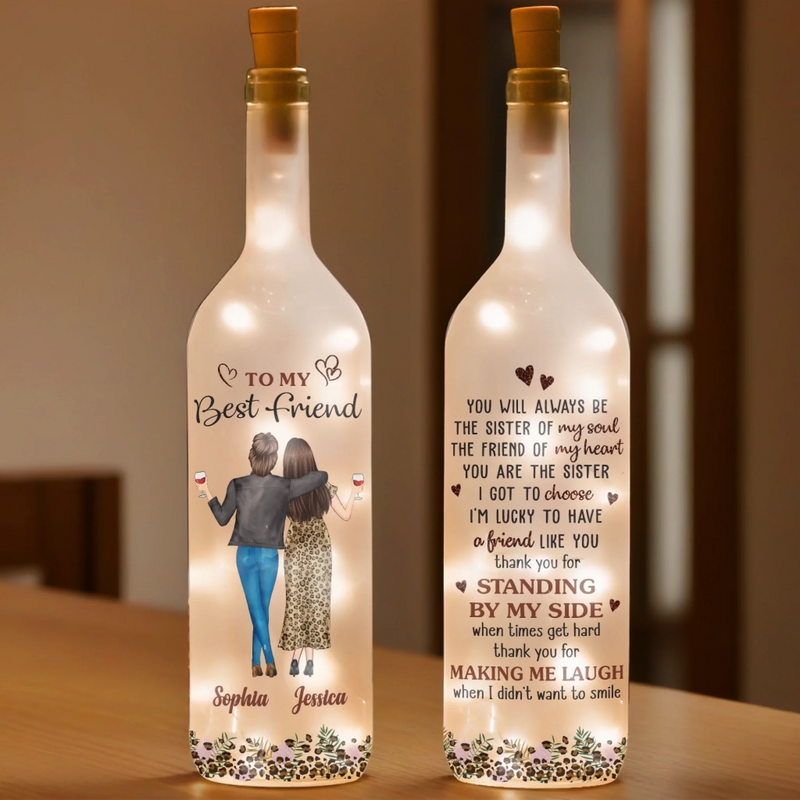 Custom Bottle Lamp - Personalized Best Friend Birthday Gifts For Women, Besties, Sisters, BFF - Lighting The Way Together