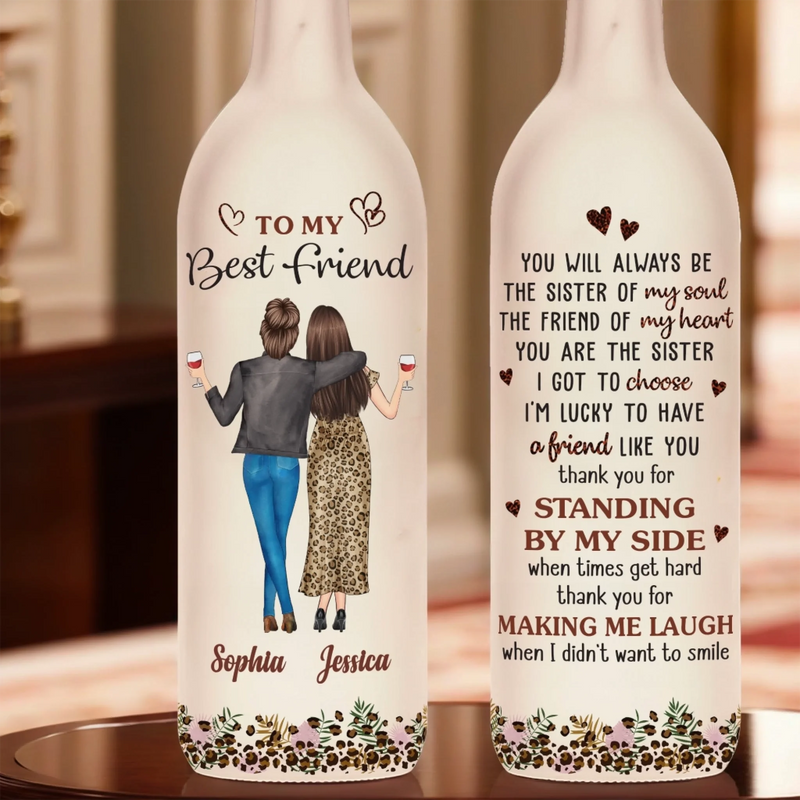 Custom Bottle Lamp - Personalized Best Friend Birthday Gifts For Women, Besties, Sisters, BFF - Lighting The Way Together