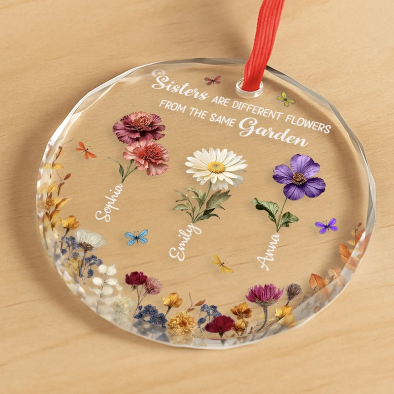 Custom Circle Glass Ornament - Personalized Best Friend Birthday Gifts For Women, Besties, Sisters, BFF - Together Since Day One