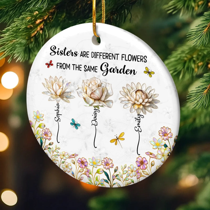 Custom Ceramic Ornament - Personalized Best Friend Christmas Birthday Gifts For Women, Besties, Sisters, BFF - Bestie Bonds Bloom In Every Season