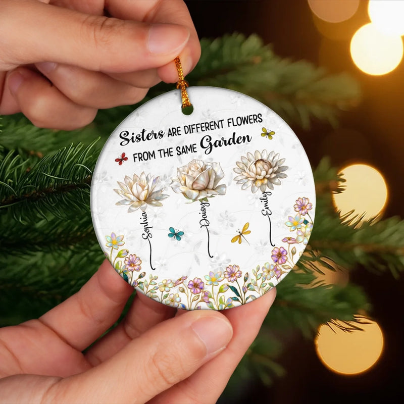Custom Ceramic Ornament - Personalized Best Friend Christmas Birthday Gifts For Women, Besties, Sisters, BFF - Bestie Bonds Bloom In Every Season