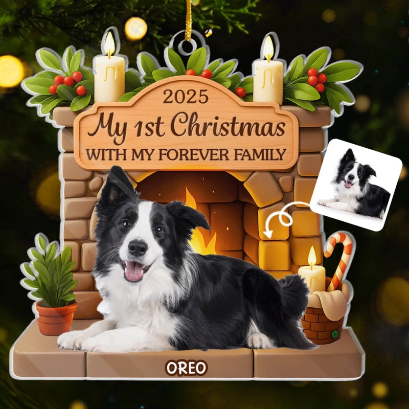 Custom Photo First Christmas Acrylic Ornament - Personalized Christmas Birthday Gifts For Dog Lovers, Dog Dad And Mom - Christmas Is Merrier With Fur
