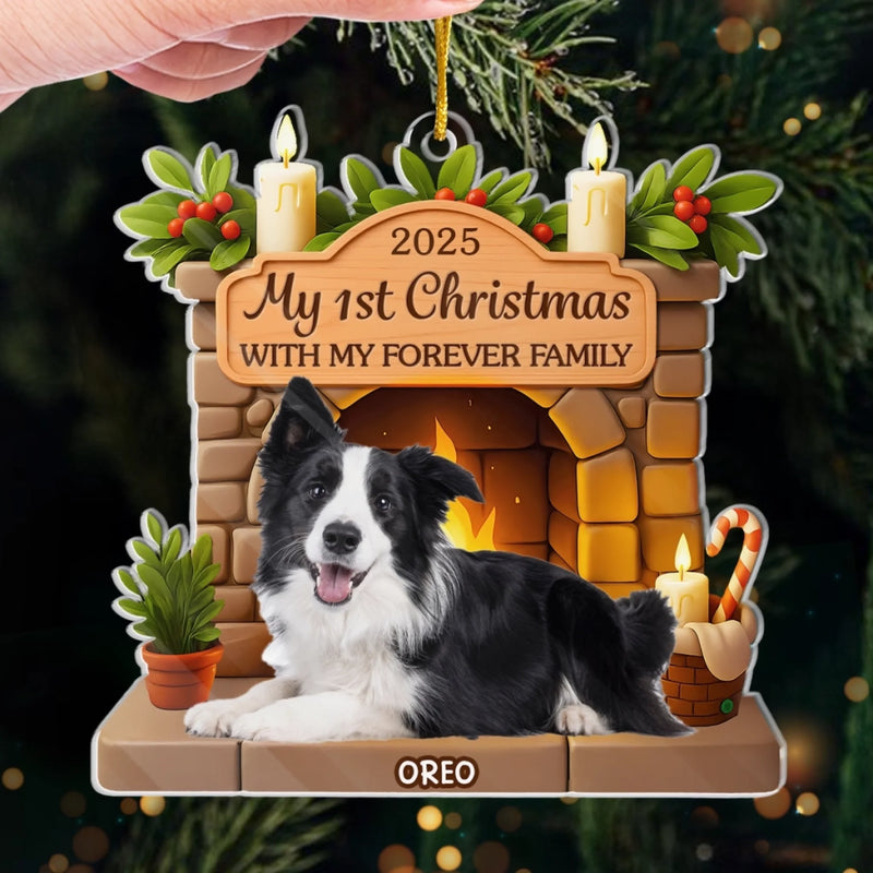 Custom Photo First Christmas Acrylic Ornament - Personalized Christmas Birthday Gifts For Dog Lovers, Dog Dad And Mom - Christmas Is Merrier With Fur