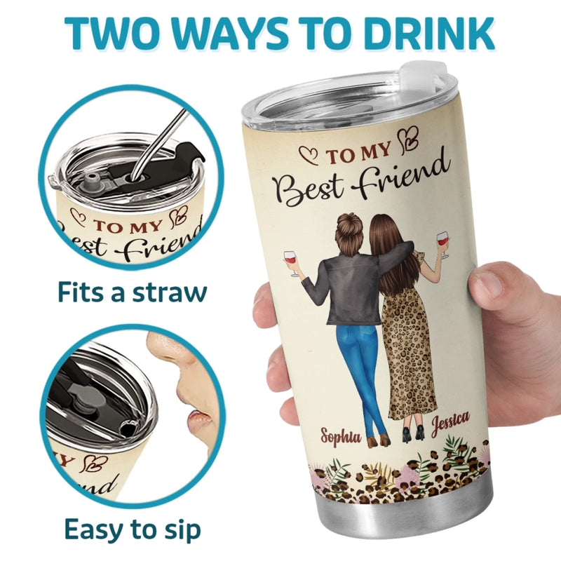 Custom Tumbler - Personalized Best Friend Birthday Gifts For Women, Besties, Sisters, BFF - Besties Fuel Each Other