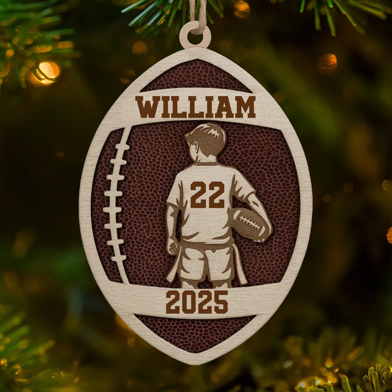 Custom American Football Wood Ornament -Personalized Gift For Birthday, Football Football Lovers, NFL Fans, Sport Lovers, Senior Graduation Gift, Christmas Gifts, Christmas Decoration - Born To Play