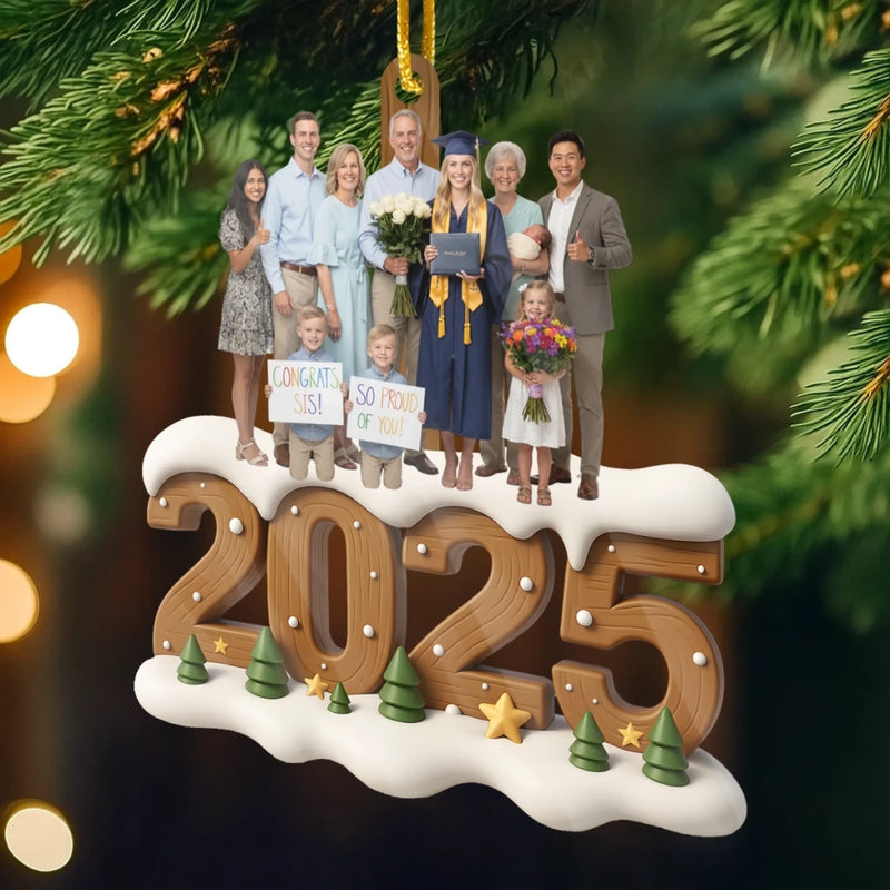 Custom Photo Acrylic Ornament - Personalized Christmas Birthday Gifts For Mom, Dad, Brother, Sister, Kids - Cozy Xmas Crew