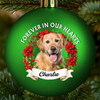 Custom Photo Colored Ball Ornament - Personalized Pet Christmas Memorial Sympathy Gifts For Dogs, Cats - Love Stays Beyond The Leash