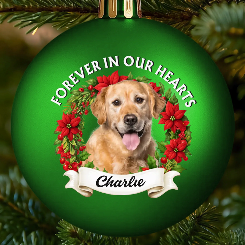 Custom Photo Colored Ball Ornament - Personalized Pet Christmas Memorial Sympathy Gifts For Dogs, Cats - Love Stays Beyond The Leash