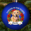 Custom Photo Colored Ball Ornament - Personalized Pet Christmas Memorial Sympathy Gifts For Dogs, Cats - Love Stays Beyond The Leash