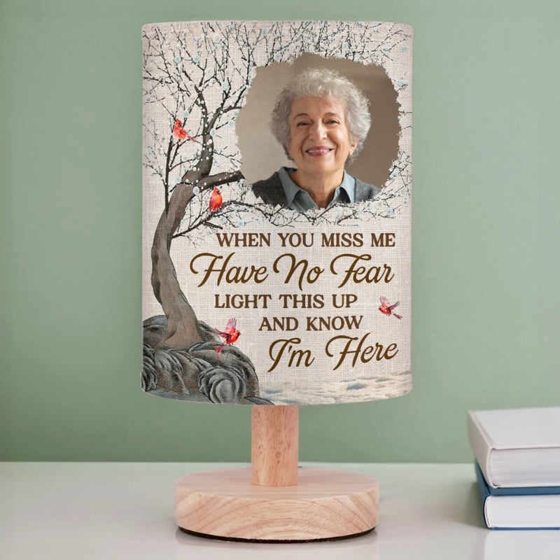 Custom Photo Every Time It Shines, Know My Heart Is Near - New Arrival, Memorial Personalized Custom Linen Bedside Table Lamp - Sympathy Gift For Family Members AMZ