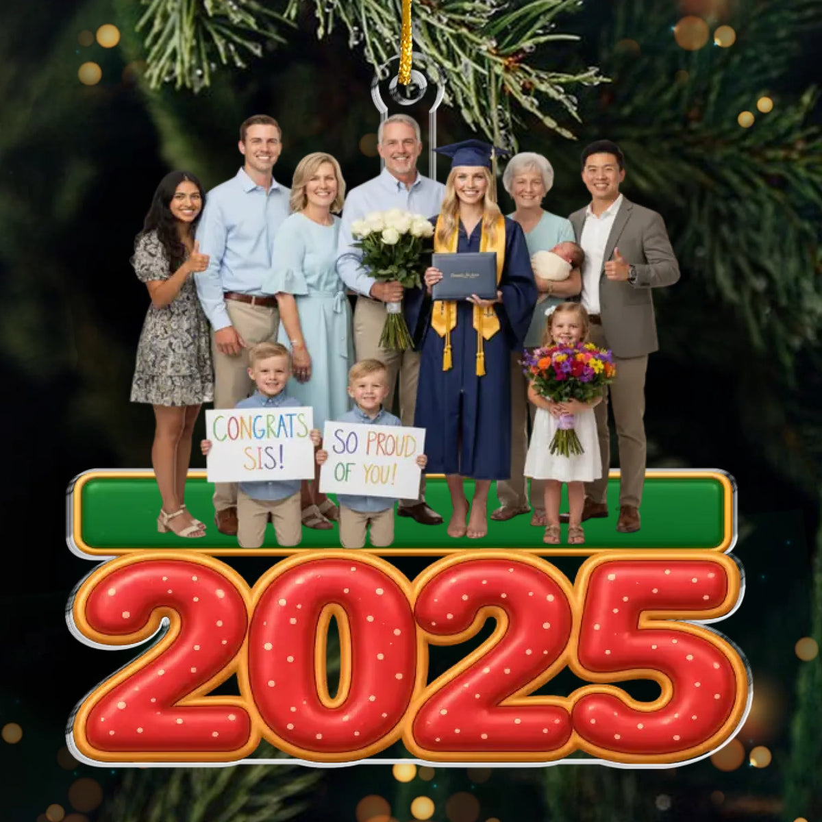 Custom Photo Acrylic Ornament - Personalized Christmas Birthday Gifts For Mom, Dad, Brother, Sister, Kids - Season Of Our Love