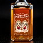 Custom Glass Whiskey Bottle - Personalized Best Friend Birthday Gifts For Women, Besties, Sisters, BFF , Wine, Bourbon, Whiskey Lovers - Forever Drunk On Friendship