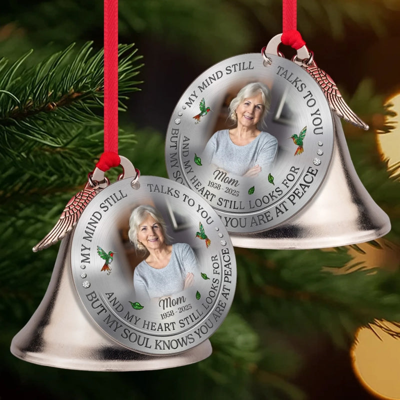 Custom Photo Cardinal Bell Ornament With Charms - Personalized Memorial Sympathy Gifts For Loss Of Mom, Dad - Forever Loved Forever Remembered