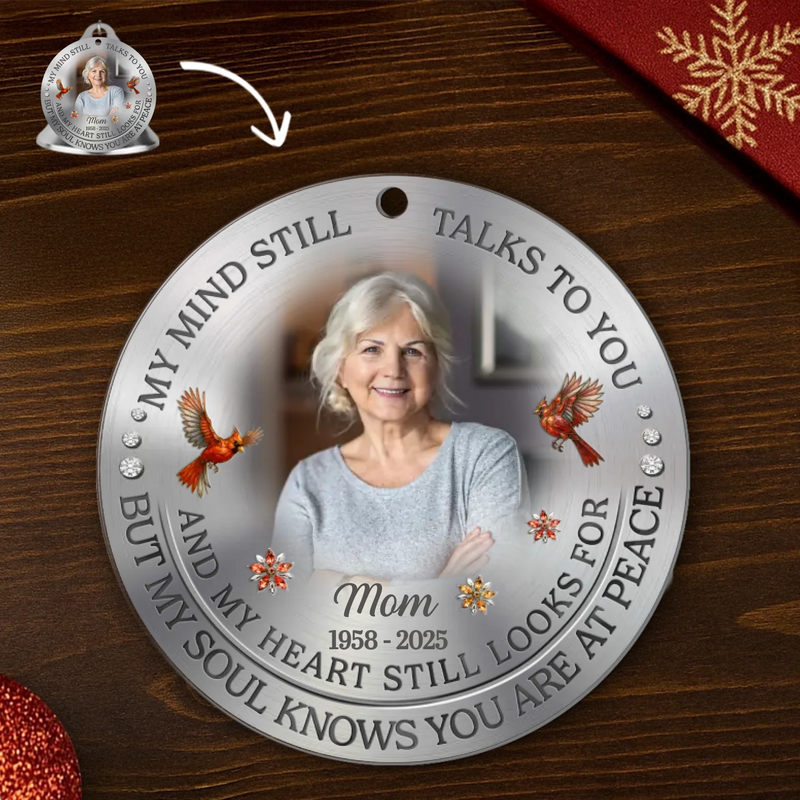 Custom Photo Cardinal Bell Ornament With Charms - Personalized Memorial Sympathy Gifts For Loss Of Mom, Dad - Forever Loved Forever Remembered