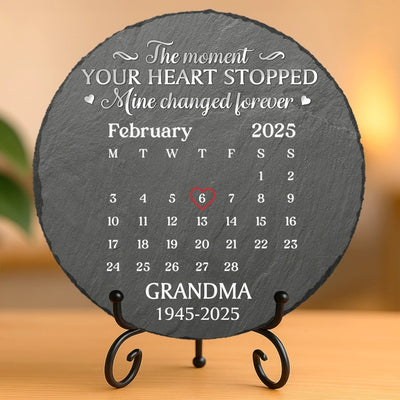 Custom Round Shaped Stone With Stand - Personalized Memorial Sympathy Gifts For Loss Of Mom, Dad - Gone Yet Always Near