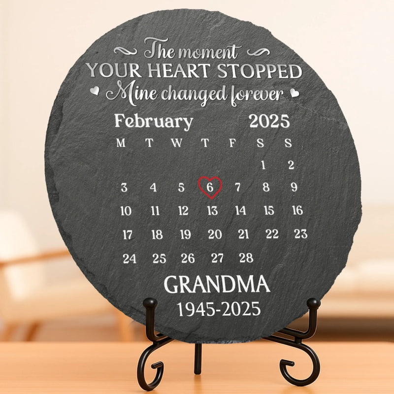 Custom Round Shaped Stone With Stand - Personalized Memorial Sympathy Gifts For Loss Of Mom, Dad - Gone Yet Always Near