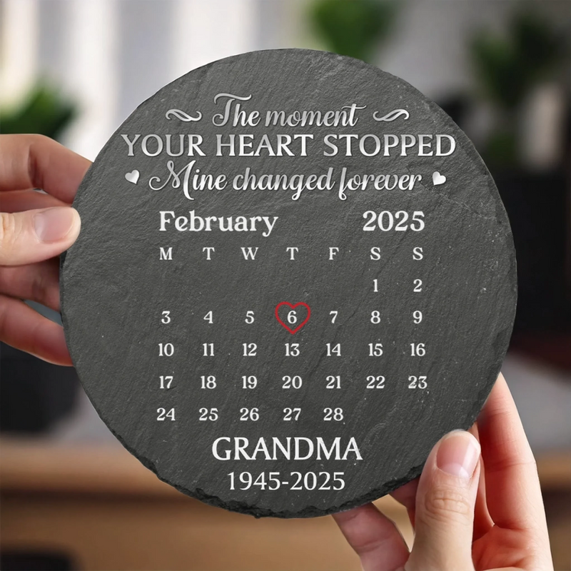 Custom Round Shaped Stone With Stand - Personalized Memorial Sympathy Gifts For Loss Of Mom, Dad - Gone Yet Always Near