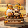 Custom Autumn Gnome Wooden Plaque - Personalized Anniversary Wedding Gifts For Husband And Wife, Him And Her - Love Grows Like Sunflowers