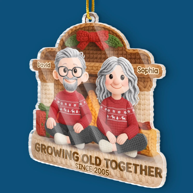 Custom Crochet Acrylic Ornament - Personalized Anniversary Christmas Wedding Gifts For Husband And Wife, Him And Her - Crochet Couple, Knitted In Time