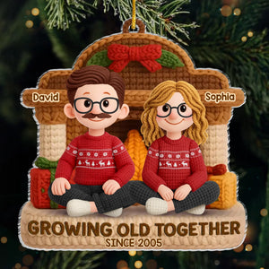 Custom Crochet Acrylic Ornament - Personalized Anniversary Christmas Wedding Gifts For Husband And Wife, Him And Her - Crochet Couple, Knitted In Time