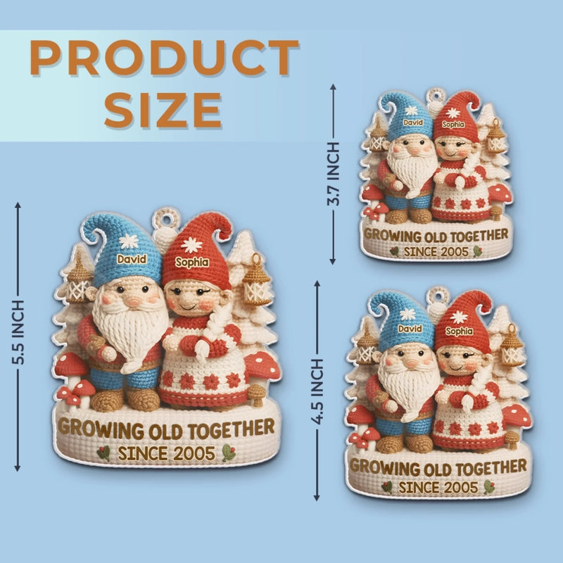 Custom Crochet Gnome Acrylic Ornament - Personalized Anniversary Christmas Wedding Gifts For Husband And Wife, Him And Her - Handmade Love That Lasts A Lifetime