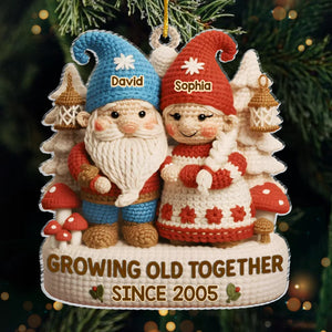 Custom Crochet Gnome Acrylic Ornament - Personalized Anniversary Christmas Wedding Gifts For Husband And Wife, Him And Her - Handmade Love That Lasts A Lifetime