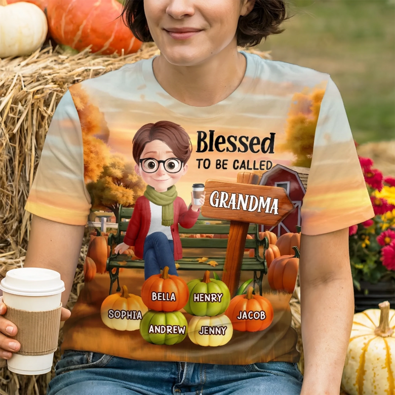 Custom Fall Autumn Unisex T-shirt - Personalized Birthday Gifts For Mom, Grandma - Generations Shine With Shared Love
