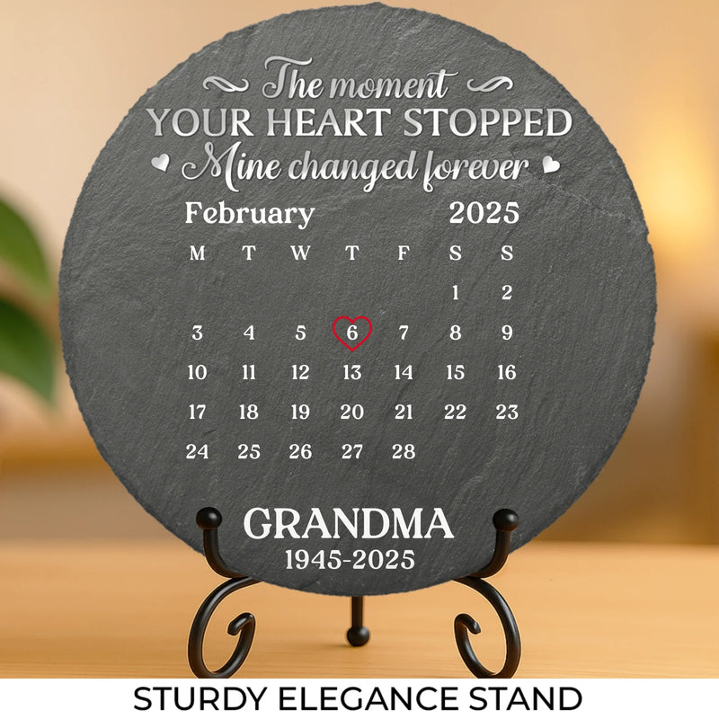 Custom Round Shaped Stone With Stand - Personalized Memorial Sympathy Gifts For Loss Of Mom, Dad - Gone Yet Always Near