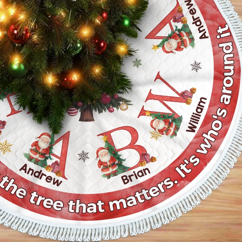 Custom Tree Skirt - Personalized Christmas Birthday Gifts For Mom, Dad, Brother, Sister, Kids - Joy Wrapped Around Us