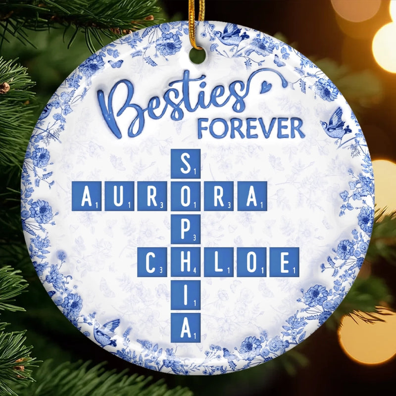 Custom Scrabble Ceramic Ornament - Personalized Best Friend Birthday Gifts For Women, Besties, Sisters, BFF - Tied Together In Every Way