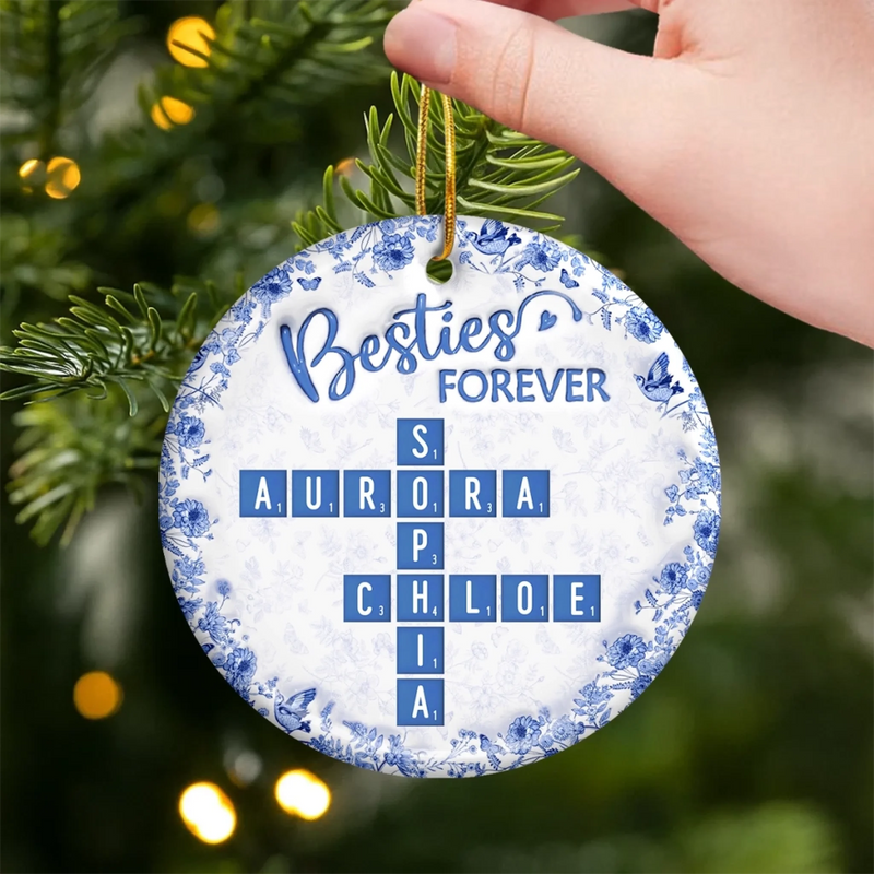 Custom Scrabble Ceramic Ornament - Personalized Best Friend Birthday Gifts For Women, Besties, Sisters, BFF - Tied Together In Every Way