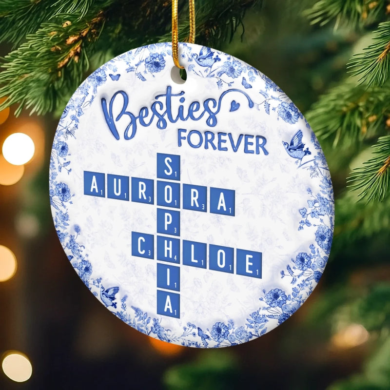 Custom Scrabble Ceramic Ornament - Personalized Best Friend Birthday Gifts For Women, Besties, Sisters, BFF - Tied Together In Every Way