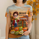 Custom Name Blessed Grandma Fall Gifts - Personalized AOP T-Shirt
